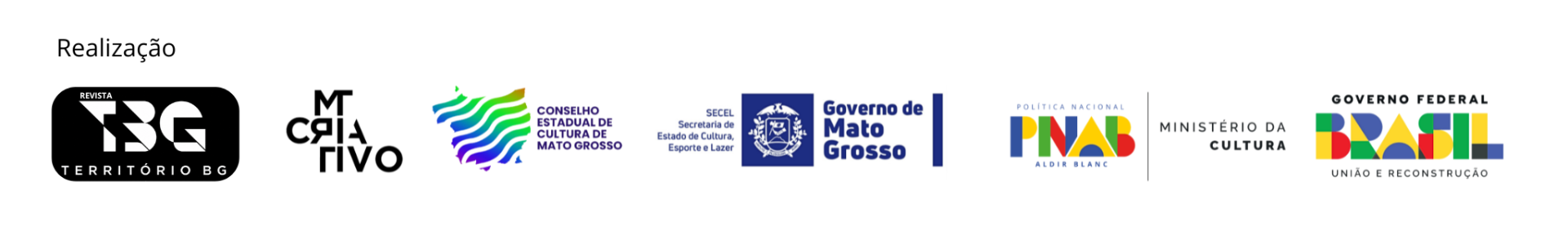 Logos dos realizadores e parceiros: Revista Território BG, MT Criativo, Conselho Estadual de Cultura de Mato Grosso, SECEL-MT, Governo de Mato Grosso, PNAB, Ministério da Cultura e Governo Federal